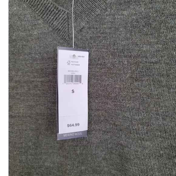 NWT Men's Banana Republic Army Green 100% Merino Wool Sweater Size S - Picture 5 of 5